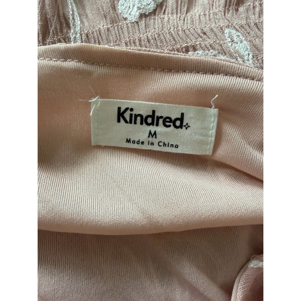 Kindred Embroidered Floral Midi Dress M Dusty Rose Zip Front Boho Cottagecore - Picture 3 of 9